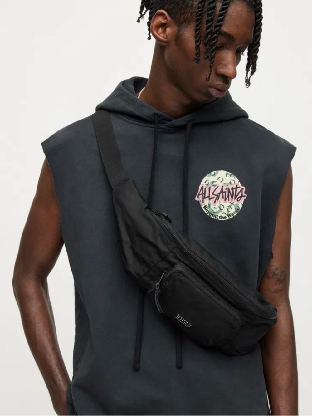 AllSaints Black Crossbody Sling Bag